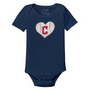 Cleveland Guardians Stitched Heart Short Sleeve Snapper - Tiny Turnip