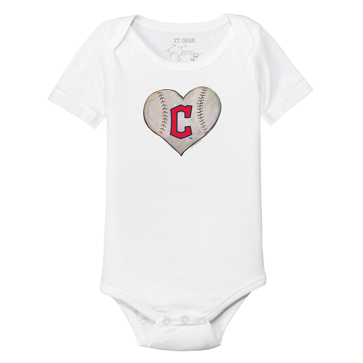 Cleveland Guardians Stitched Heart Short Sleeve Snapper - Tiny Turnip