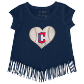 Cleveland Guardians Stitched Heart Fringe Tee - Tiny Turnip
