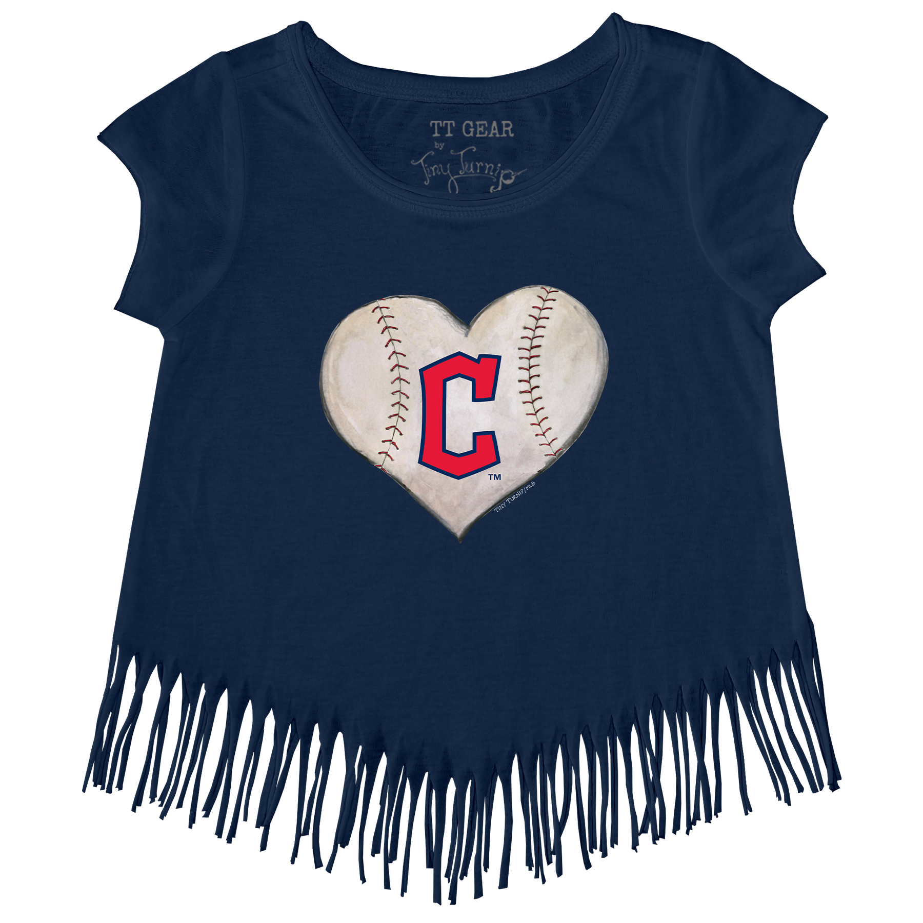 Cleveland Guardians Stitched Heart Fringe Tee - Tiny Turnip