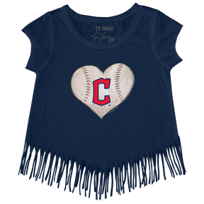 Cleveland Guardians Stitched Heart Fringe Tee - Tiny Turnip