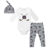VIP NHL Cross Sticks w/ Name, Number - Long Sleeve Snapper Layette Set - Tiny Turnip