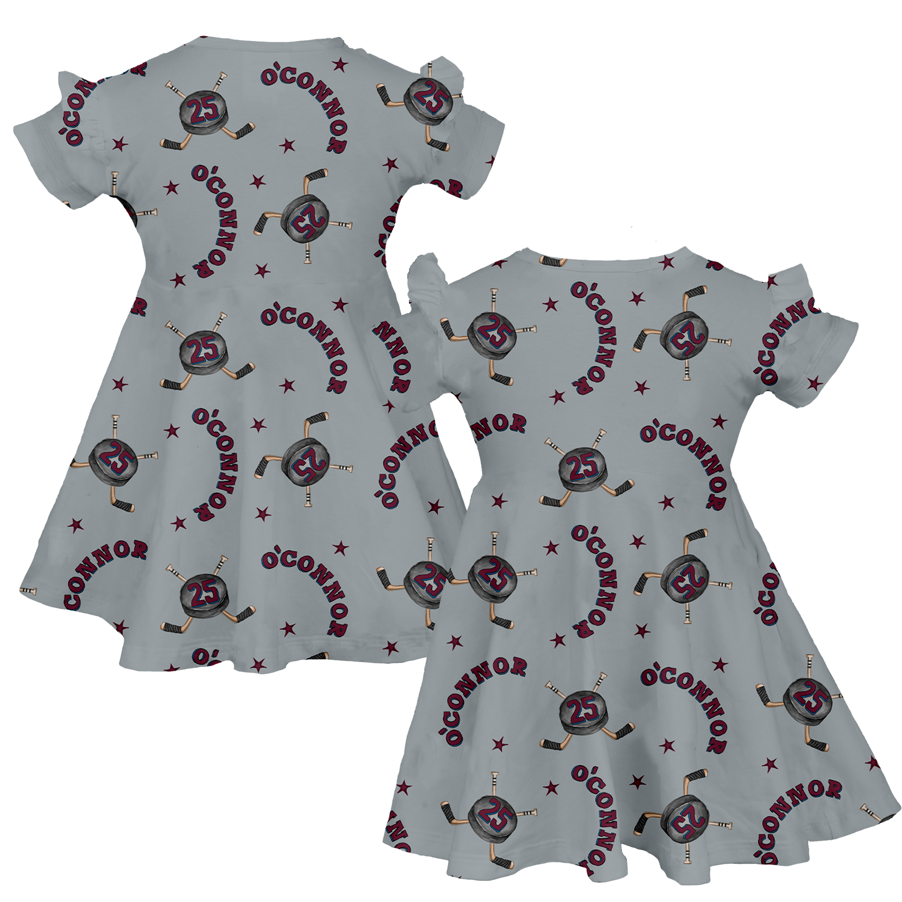 VIP NHL Cross Sticks w/ Name, Number - Molly Dress - Tiny Turnip