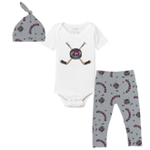 VIP NHL Cross Sticks w/ Name, Number - Short Sleeve Snapper Layette Set - Tiny Turnip