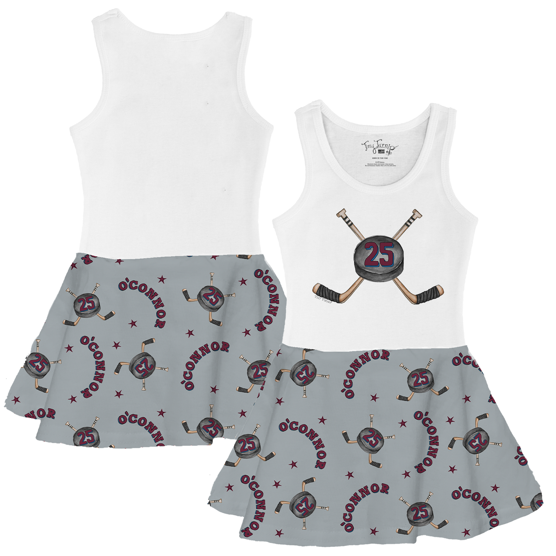 VIP Cross Sticks w/ Name, Number - Tank Swing Dress - Tiny Turnip
