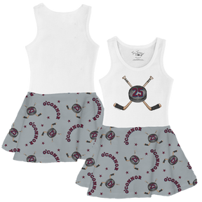VIP Cross Sticks w/ Name, Number - Tank Swing Dress - Tiny Turnip