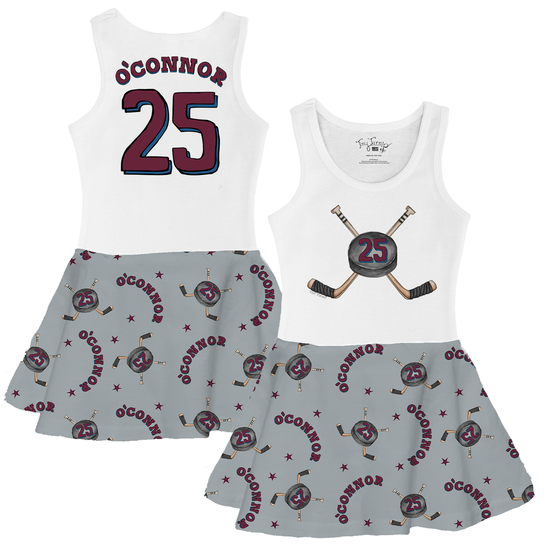 VIP NHL Cross Sticks w/ Name, Number - Tank Swing Dress - Tiny Turnip