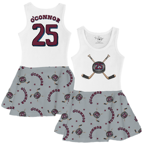 VIP NHL Cross Sticks w/ Name, Number - Tank Swing Dress - Tiny Turnip
