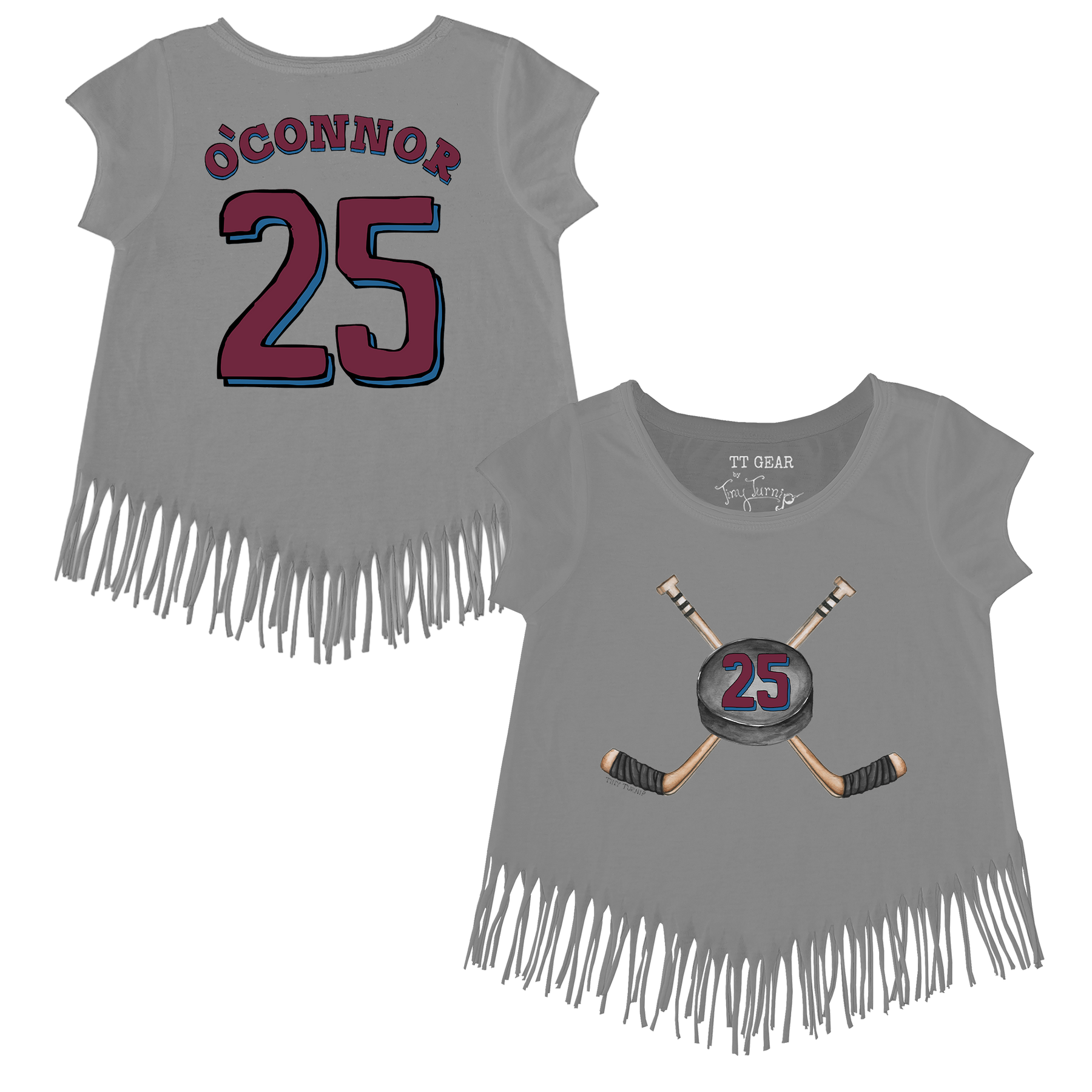 VIP NHL Cross Sticks w/ Name, Number - Fringe Tee - Tiny Turnip