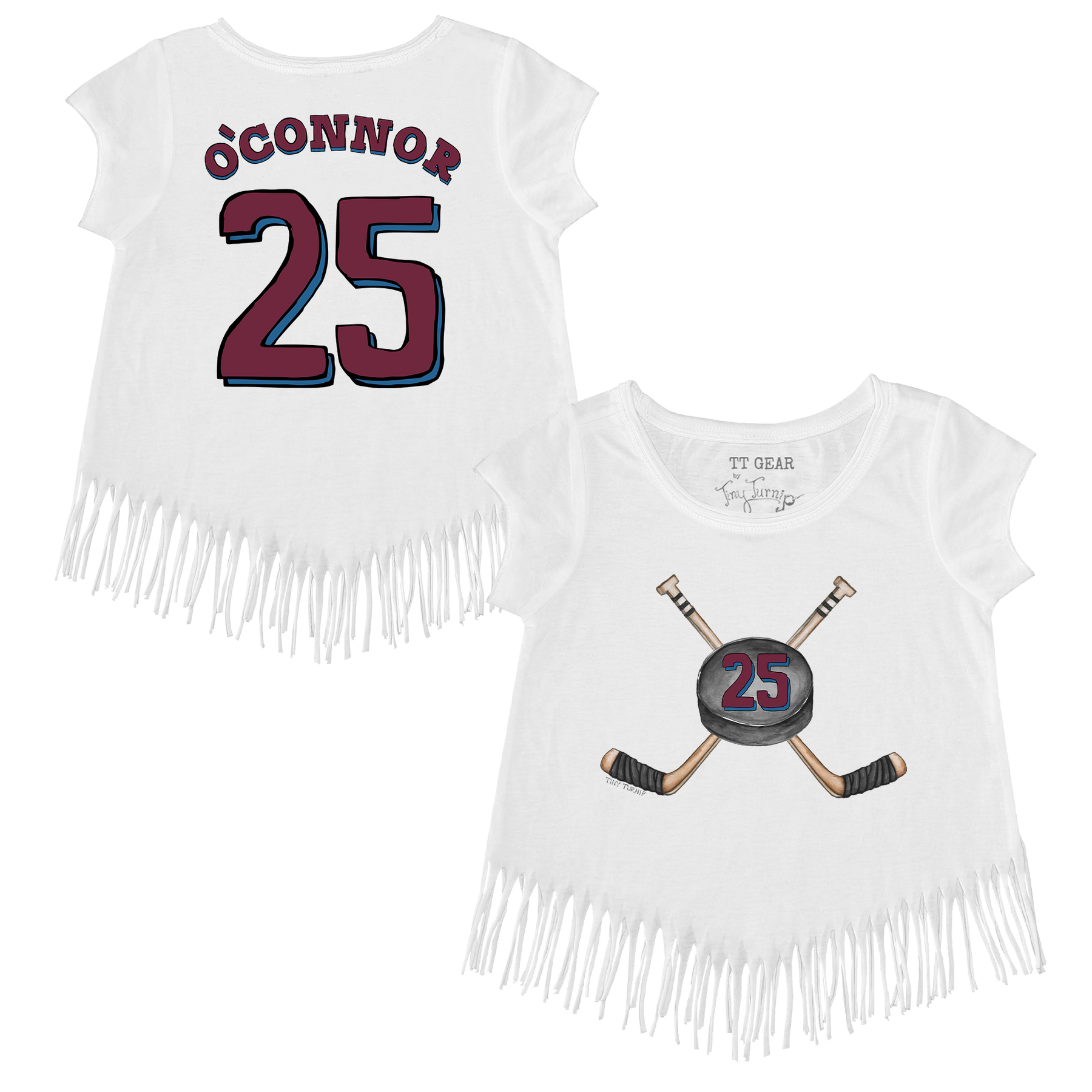 VIP NHL Cross Sticks w/ Name, Number - Fringe Tee - Tiny Turnip