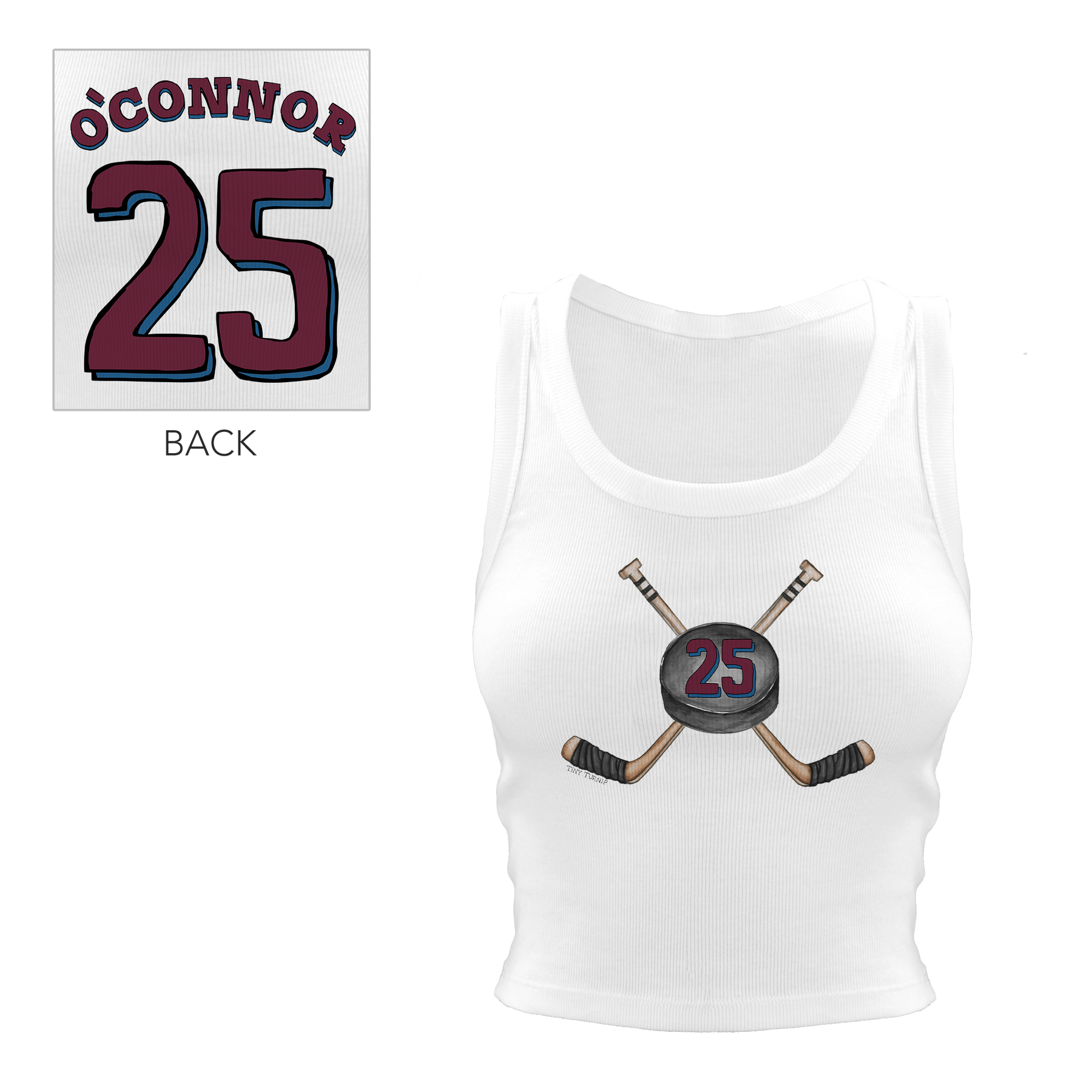VIP NHL Cross Sticks w/ Name, Number - Crop Tank - Tiny Turnip