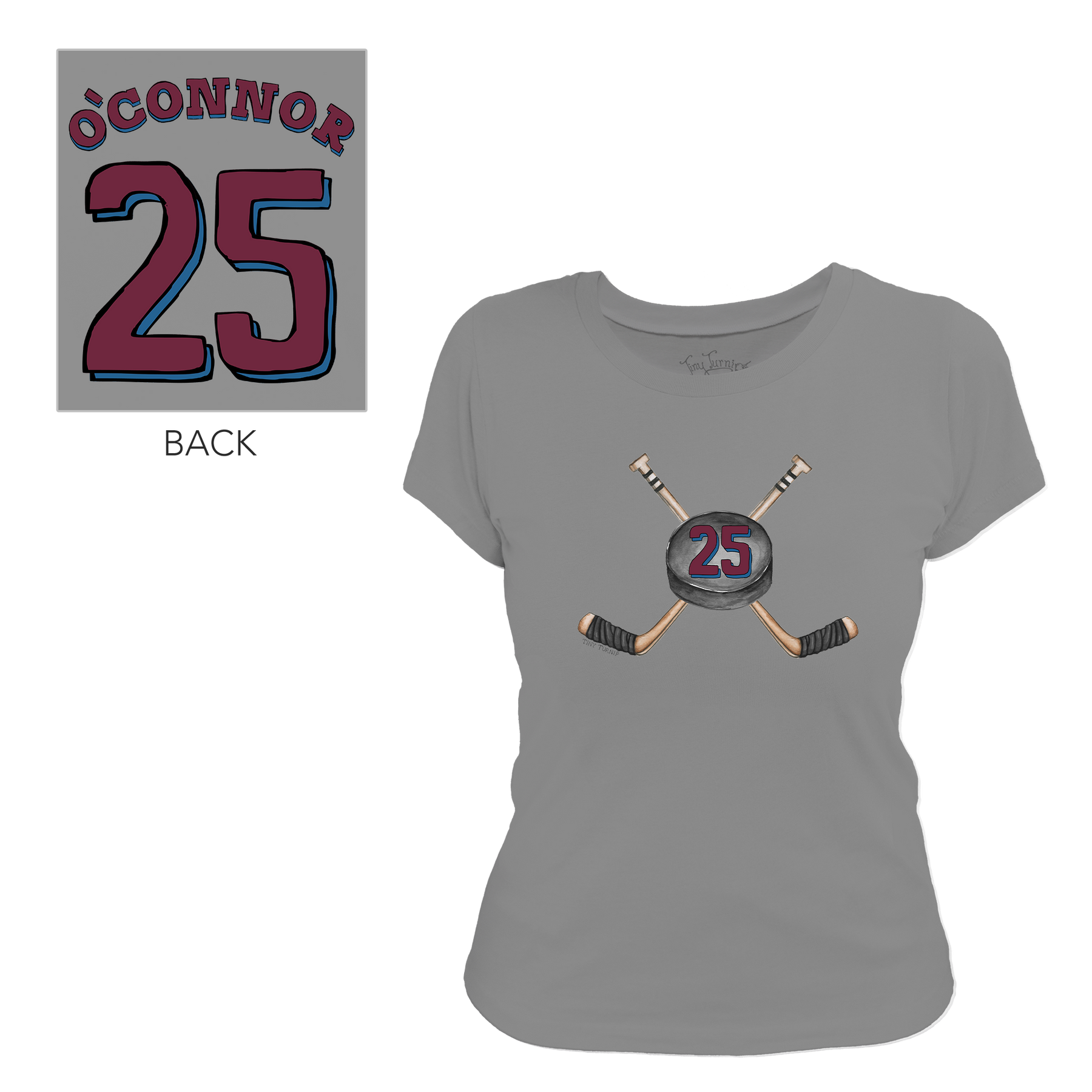 VIP NHL Cross Sticks w/ Name, Number - Women's Tee Shirt - Tiny Turnip