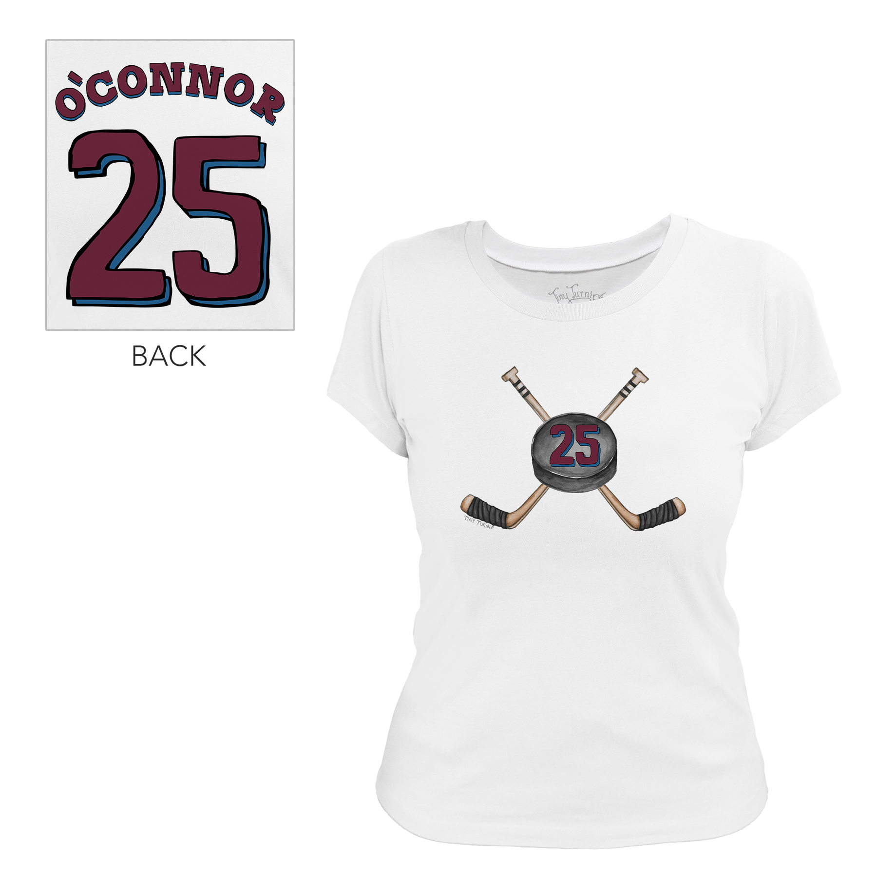 VIP NHL Cross Sticks w/ Name, Number - Women's Tee Shirt - Tiny Turnip