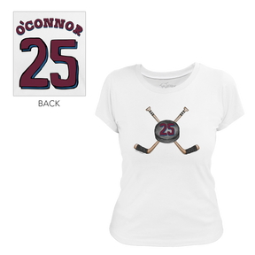 VIP NHL Cross Sticks w/ Name, Number - Women's Tee Shirt - Tiny Turnip
