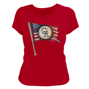 Colorado Rockies Baseball Flag Women's Tee Shirt