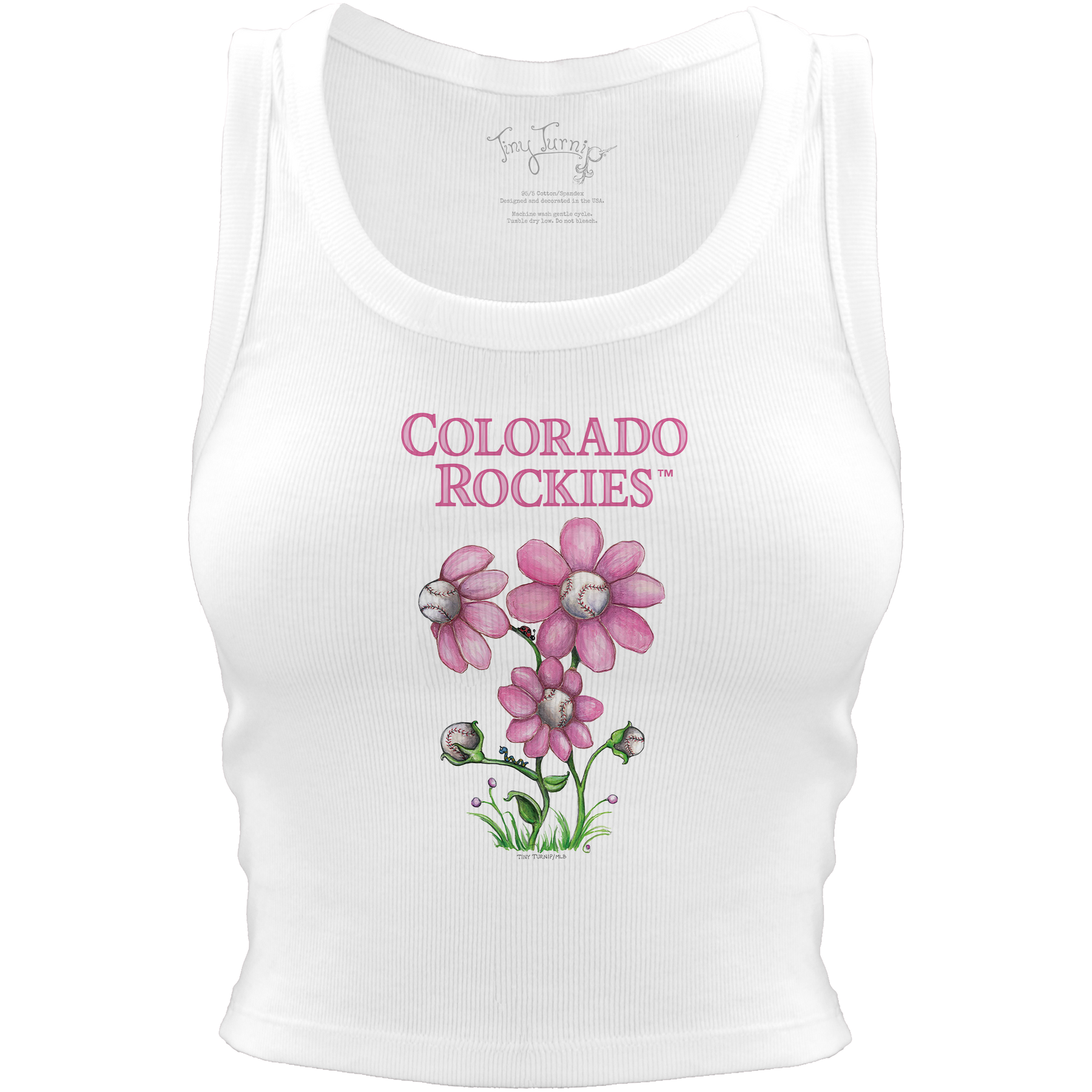 Colorado Rockies Blooming Baseballs Crop Tank - Tiny Turnip