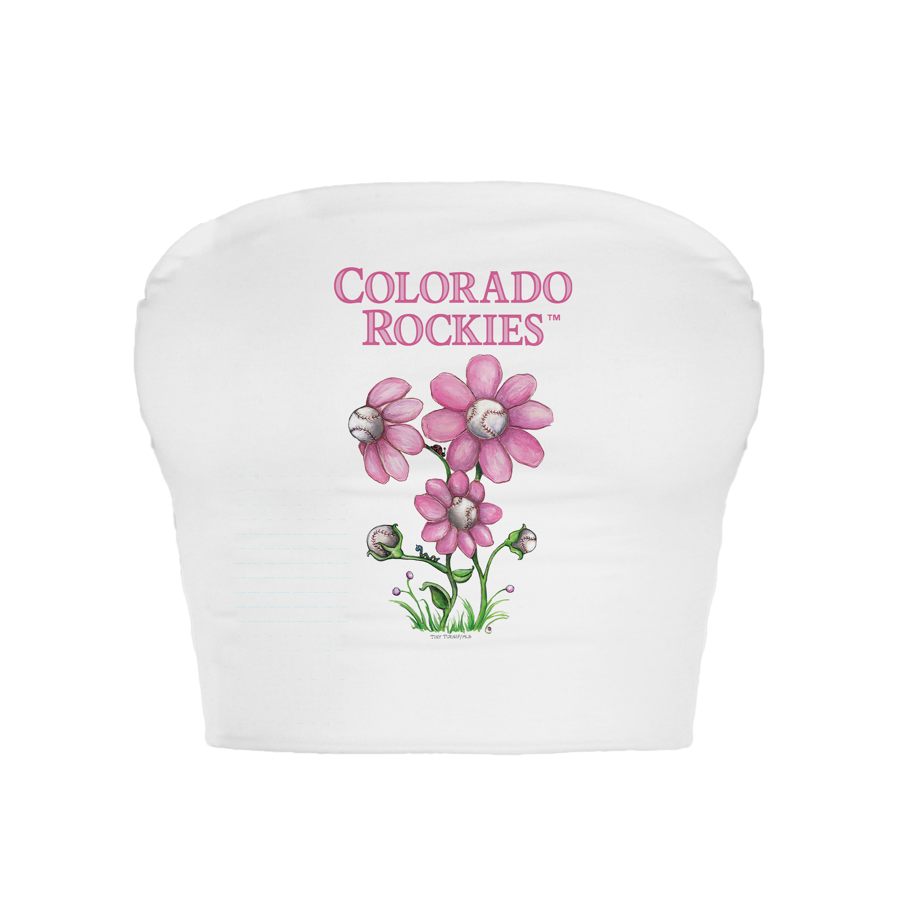 Colorado Rockies Blooming Baseballs Crop Tube Top - Tiny Turnip