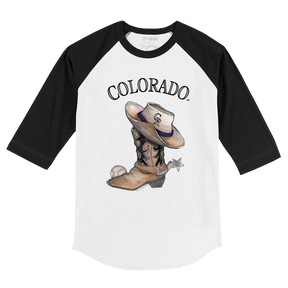 Colorado Rockies Cowboy Boot 3/4 Black Sleeve Raglan