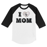 Colorado Rockies I Love Mom 3/4 Black Sleeve Raglan