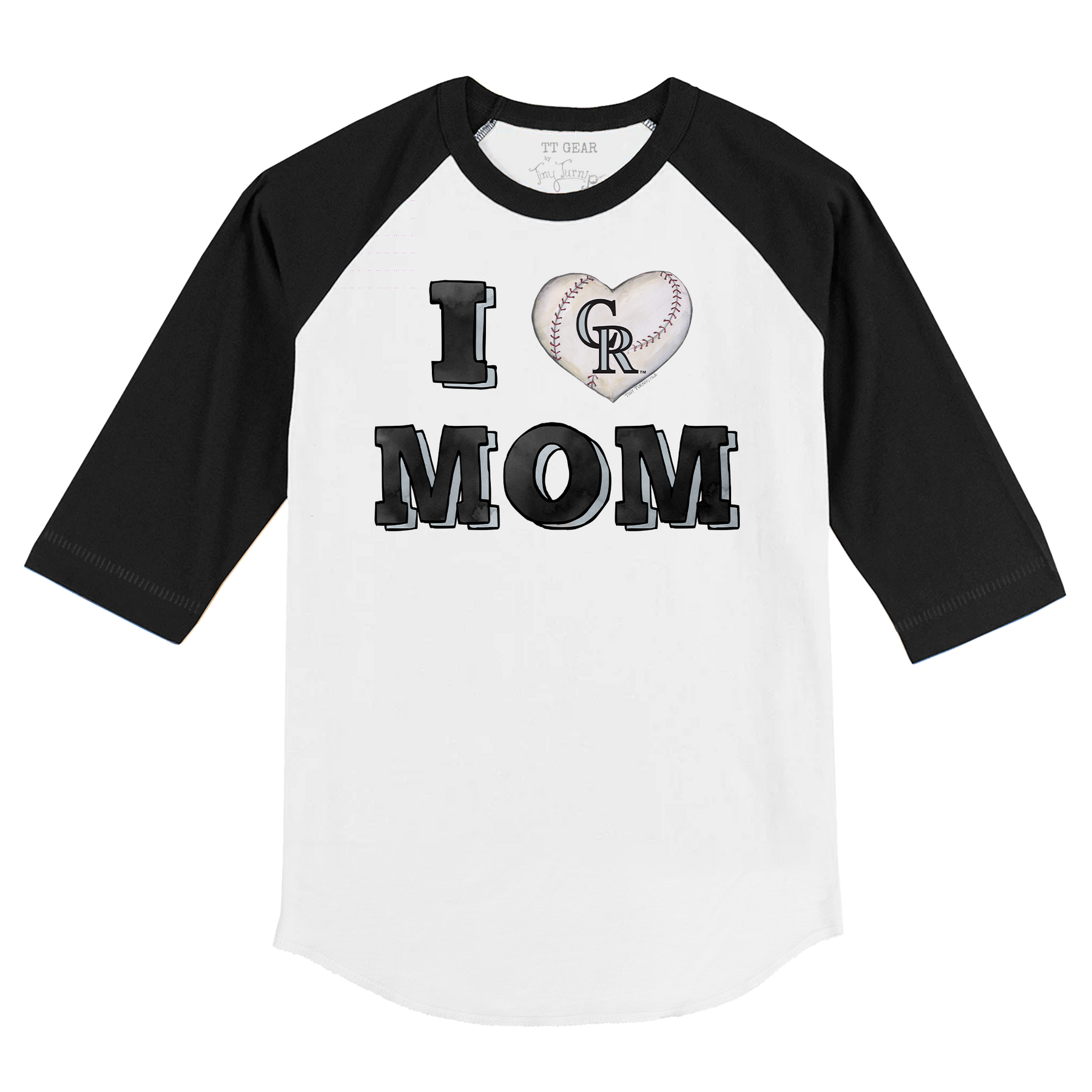 Colorado Rockies I Love Mom 3/4 Black Sleeve Raglan