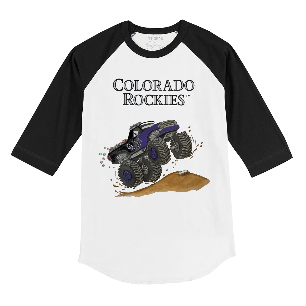 Colorado Rockies Monster Truck 3/4 Black Sleeve Raglan