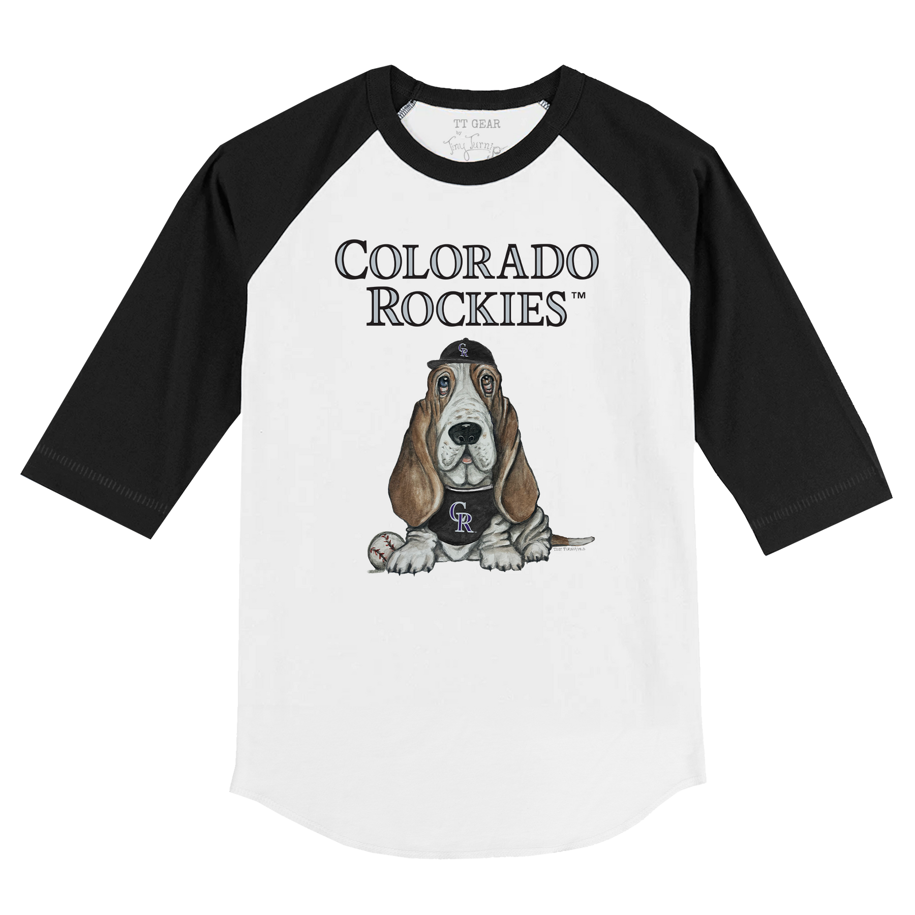 Colorado Rockies Puddy 3/4 Black Sleeve Raglan - Tiny Turnip