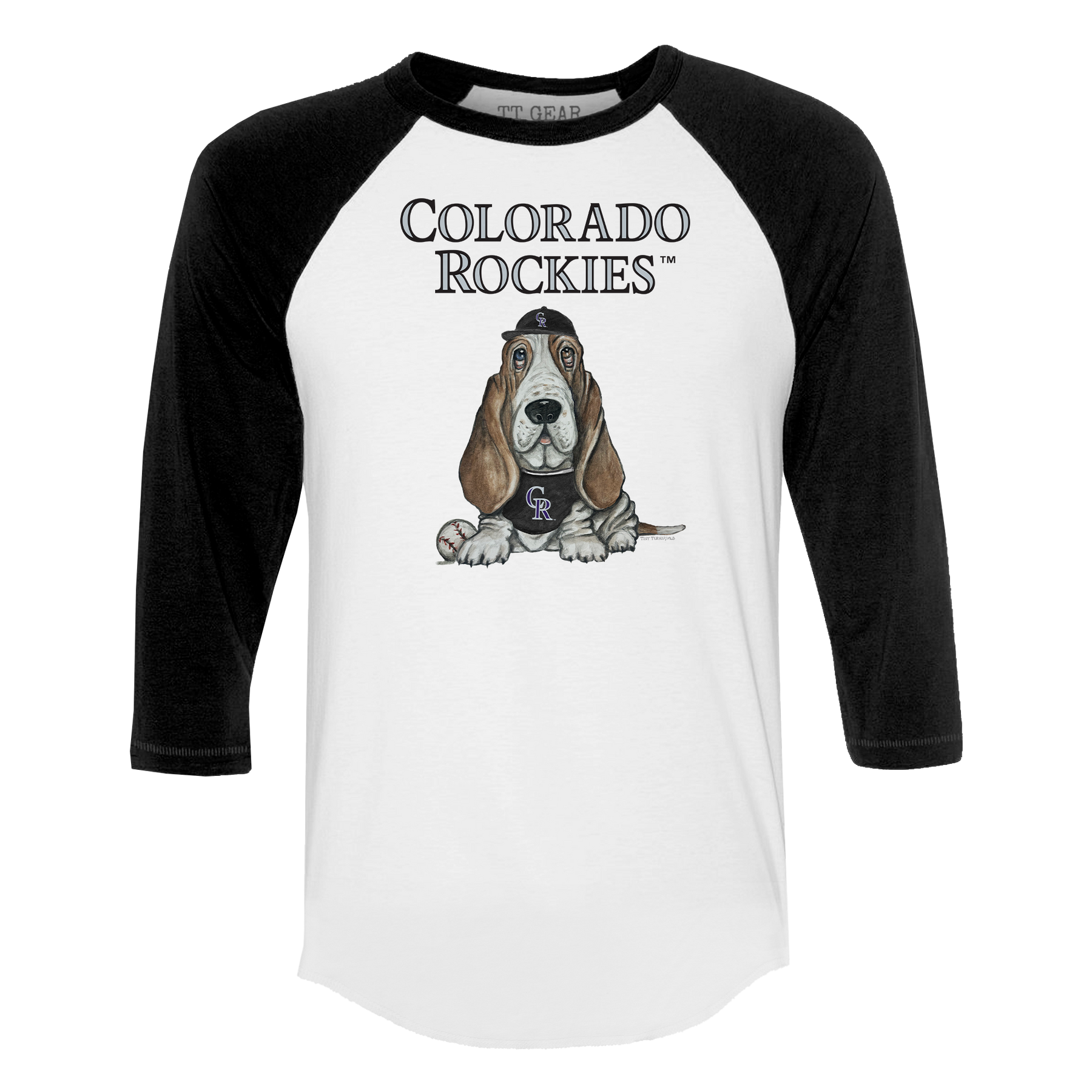 Colorado Rockies Puddy 3/4 Black Sleeve Raglan - Tiny Turnip