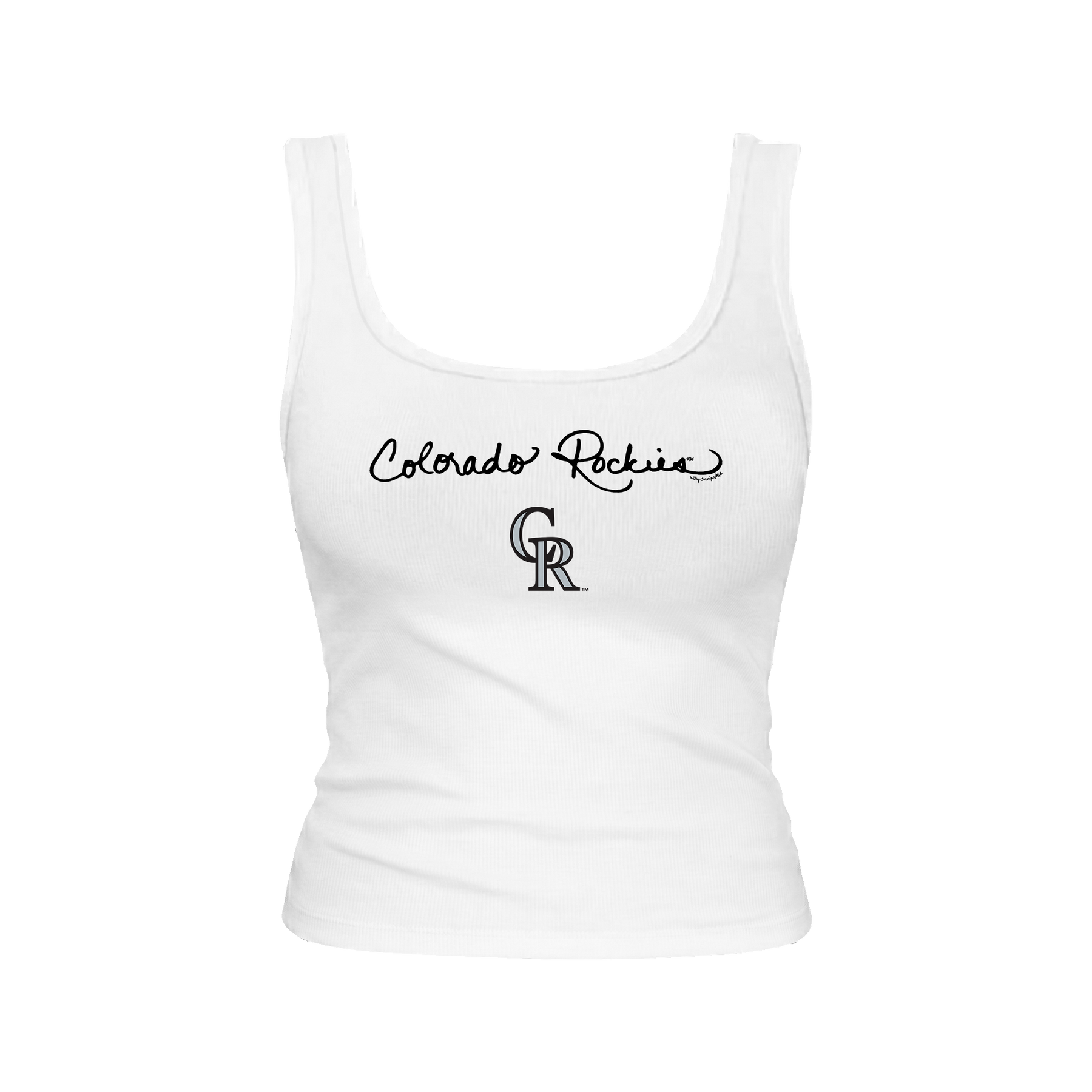 Colorado Rockies Logo Script Emmy Tank