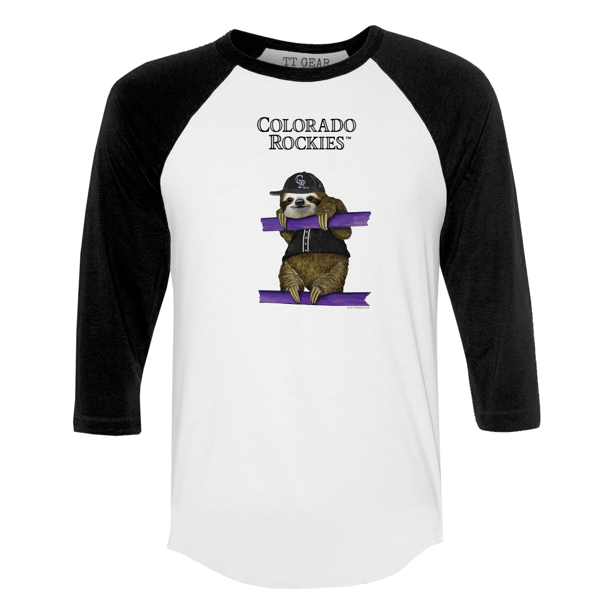 Colorado Rockies Sloth 3/4 Black Sleeve Raglan