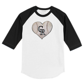 Colorado Rockies Stitched Heart 3/4 Black Sleeve Raglan - Tiny Turnip