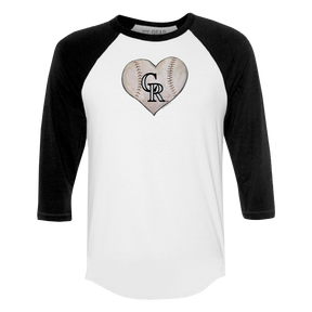 Colorado Rockies Stitched Heart 3/4 Black Sleeve Raglan - Tiny Turnip