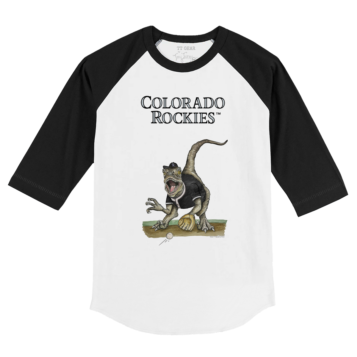 Colorado Rockies Velociraptor 3/4 Black Sleeve Raglan