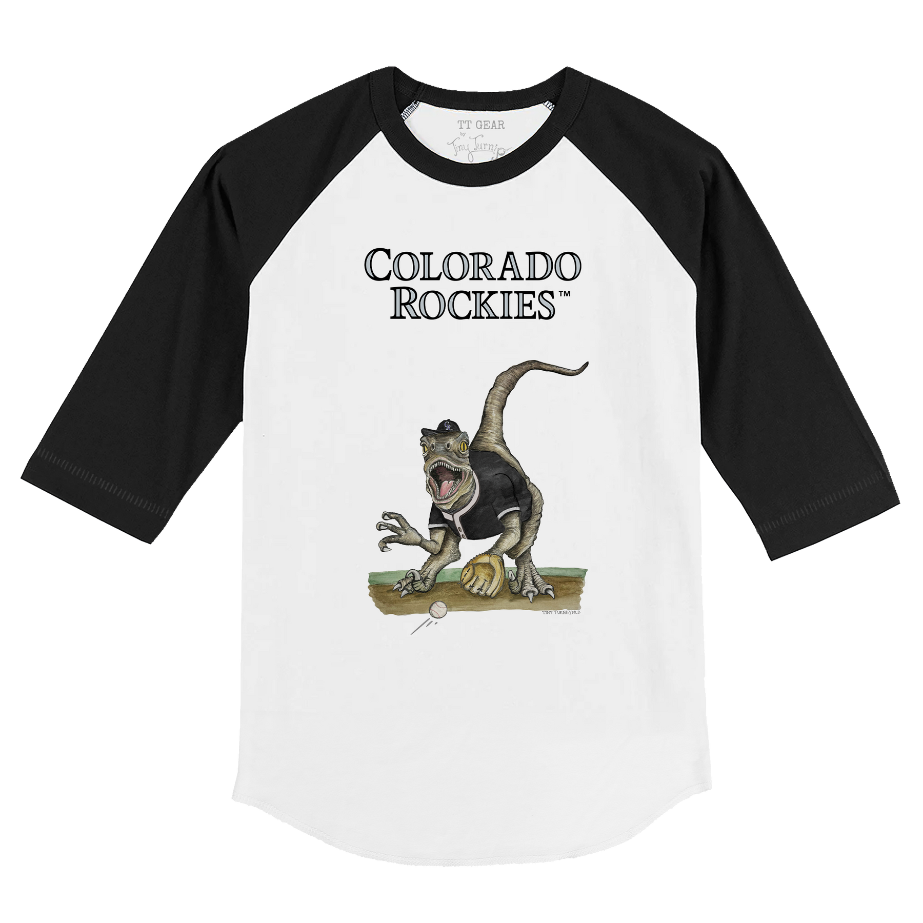 Colorado Rockies Velociraptor 3/4 Black Sleeve Raglan