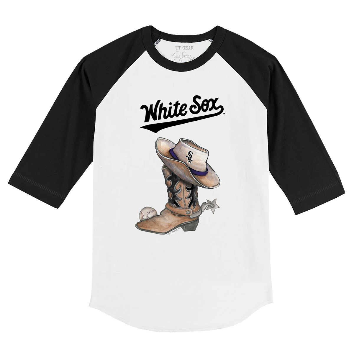 Chicago White Sox Cowboy Boot 3/4 Black Sleeve Raglan