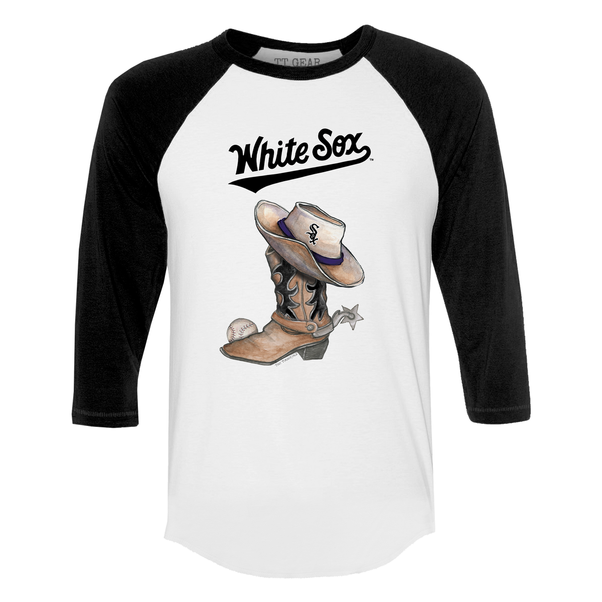 Chicago White Sox Cowboy Boot 3/4 Black Sleeve Raglan