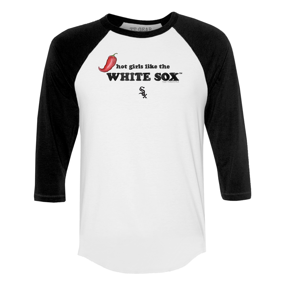 Chicago White Sox Hot Girls 3/4 Black Sleeve Raglan