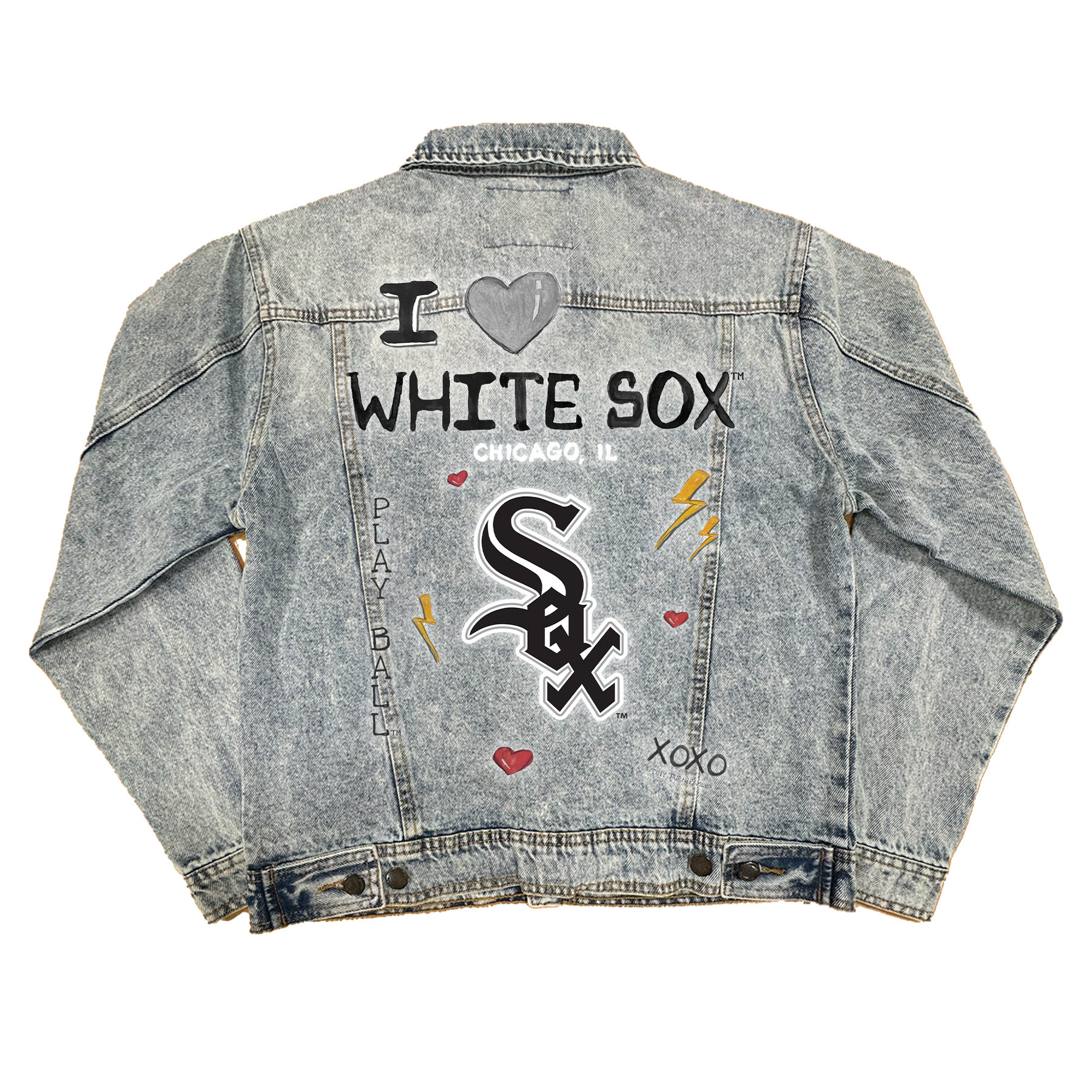 I Heart White Sox Boyfriend Denim Jacket - Tiny Turnip