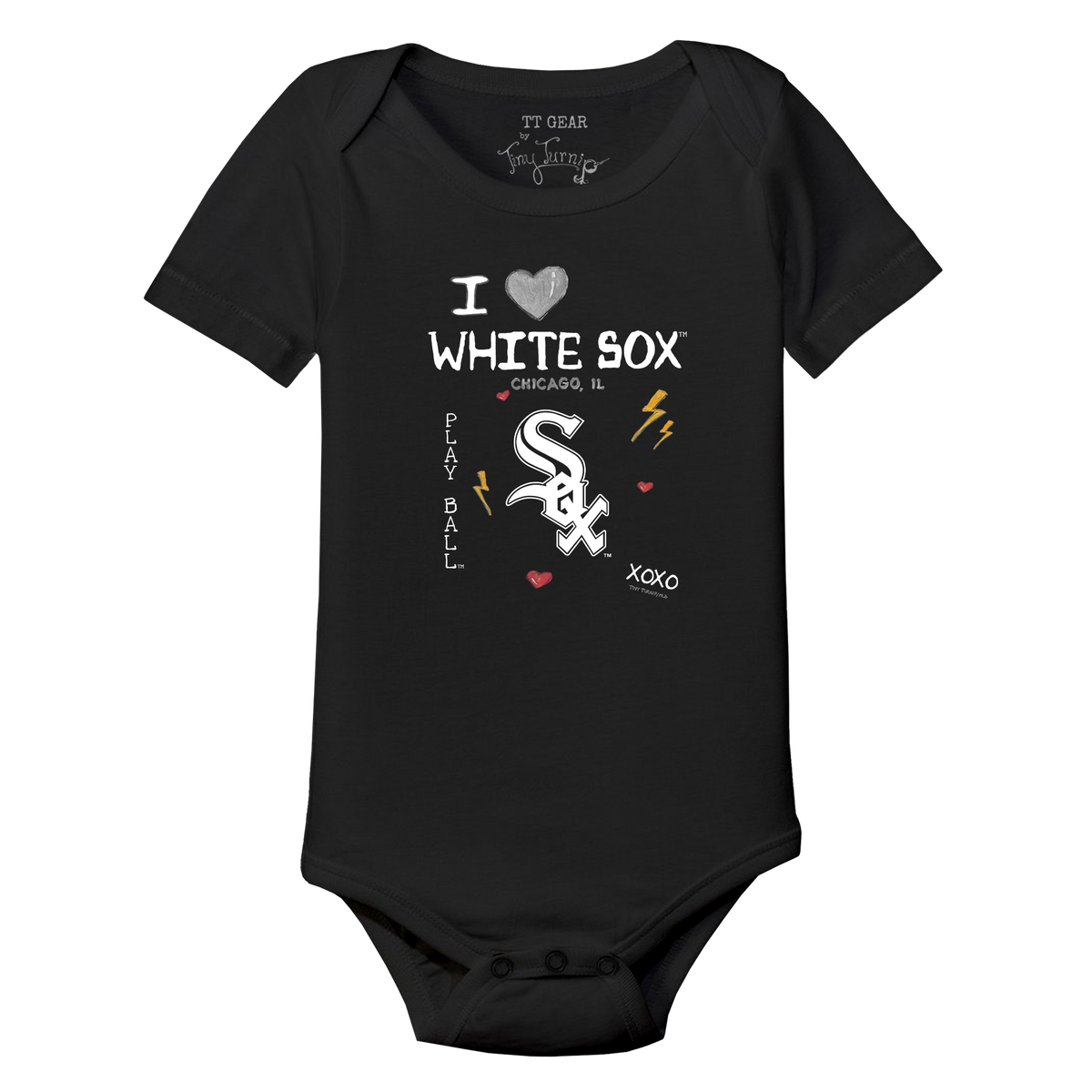 I Heart White Sox Short Sleeve Snapper - Tiny Turnip