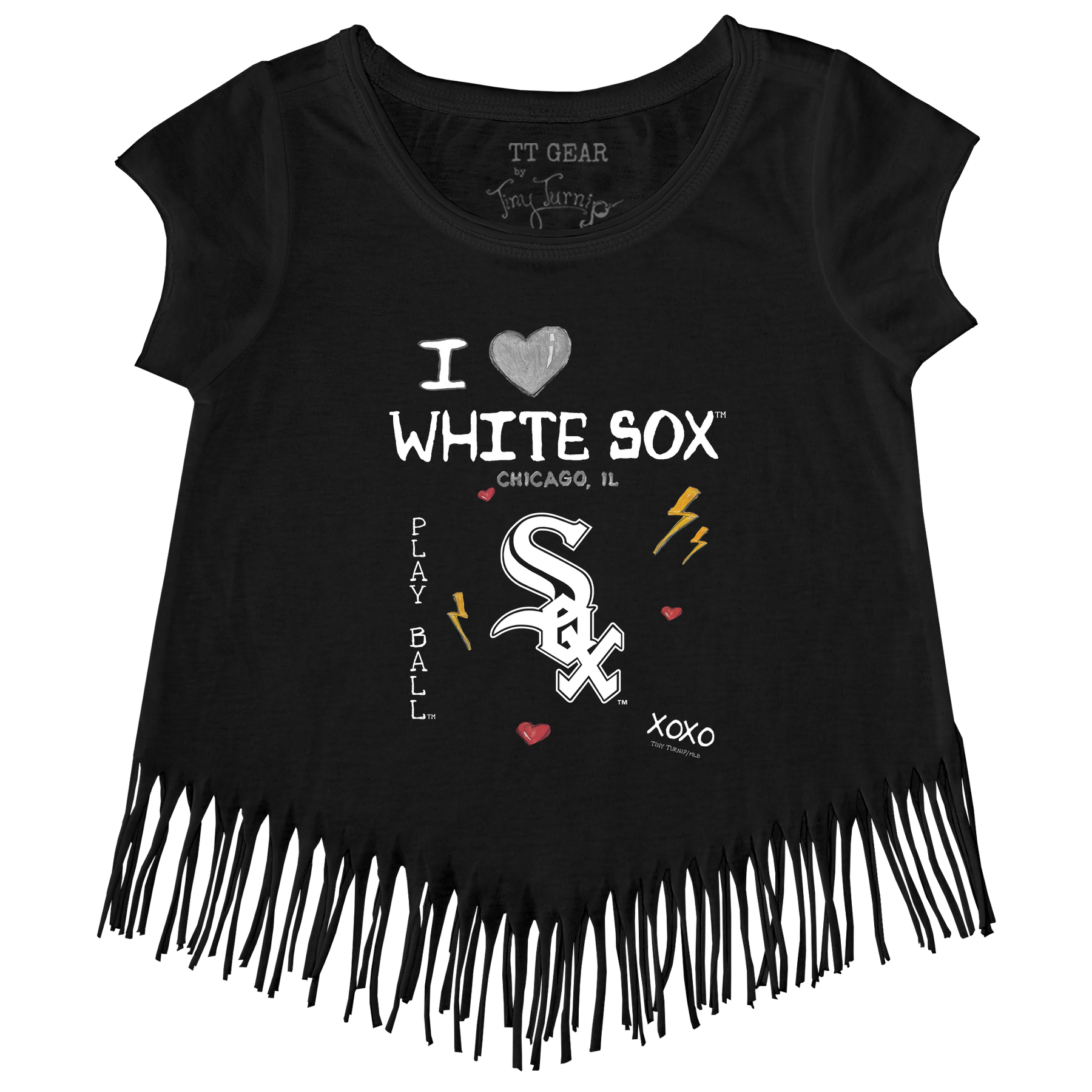 I Heart White Sox Fringe Tee - Tiny Turnip