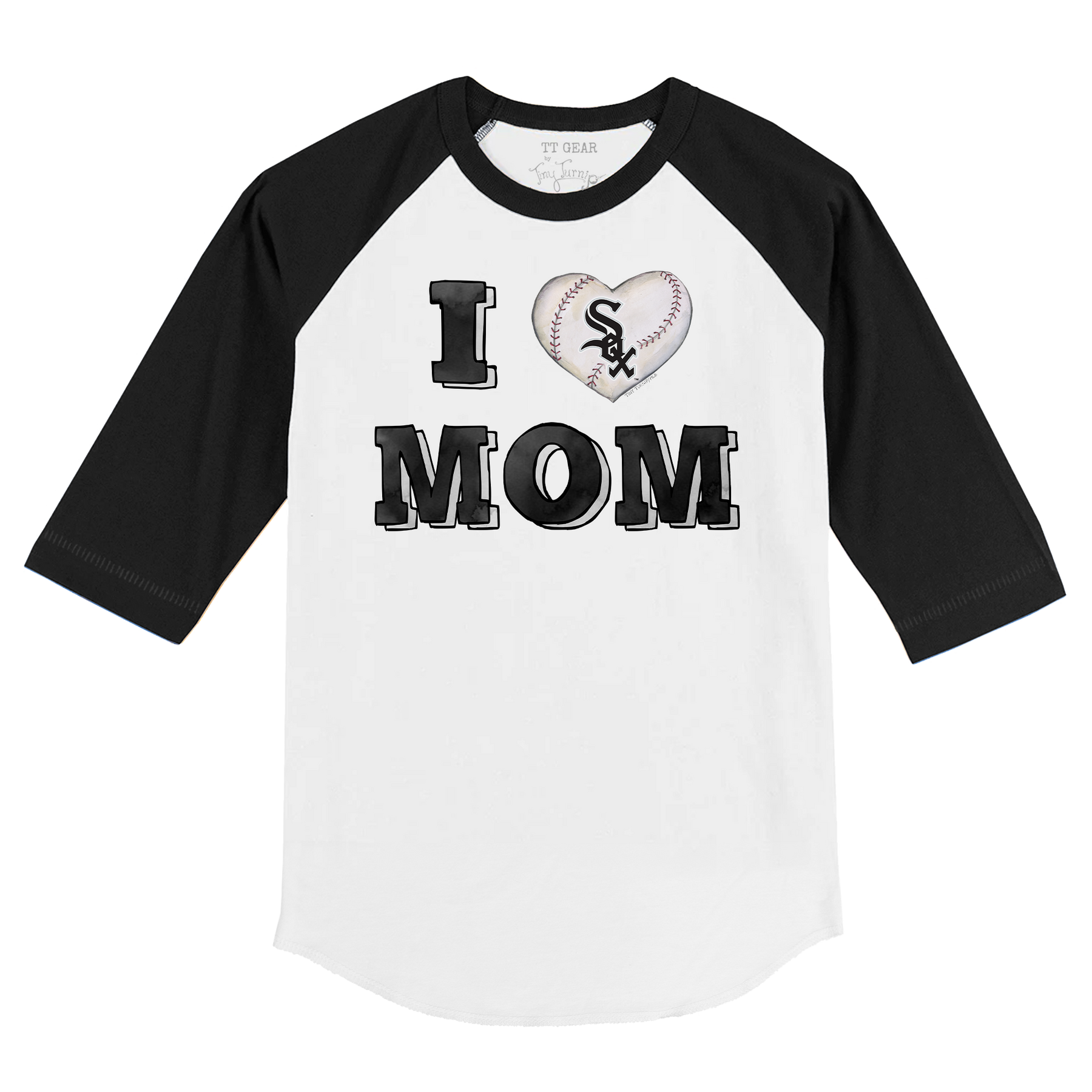 Chicago White Sox I Love Mom 3/4 Black Sleeve Raglan