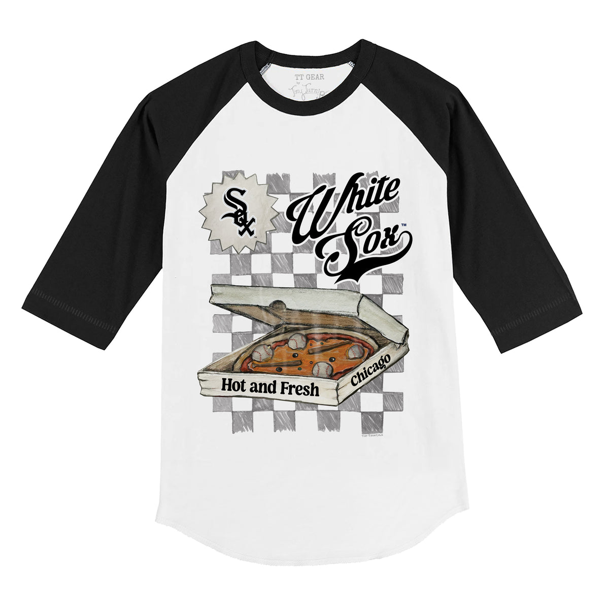 Chicago White Sox Pizza 3/4 Black Sleeve Raglan