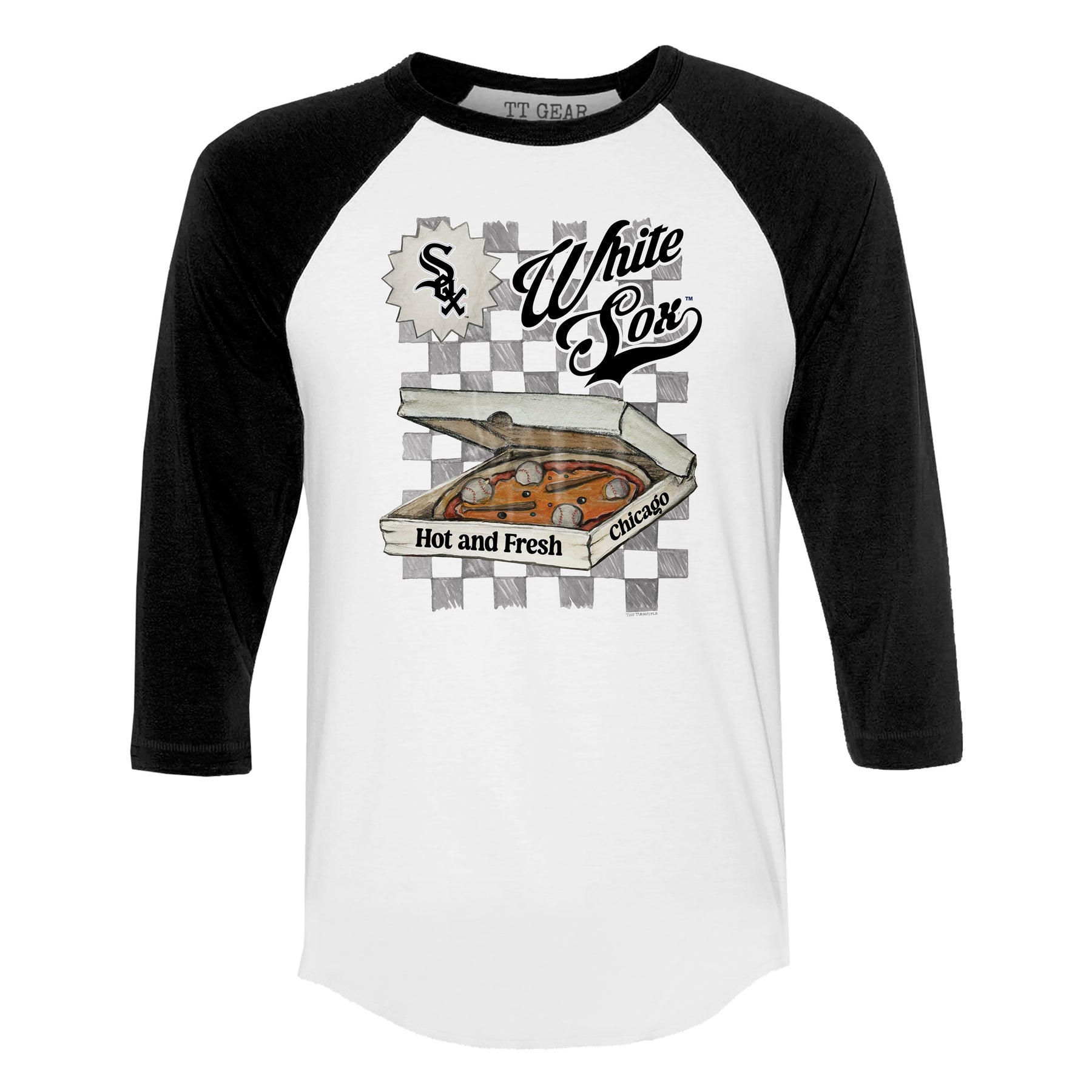 Chicago White Sox Pizza 3/4 Black Sleeve Raglan