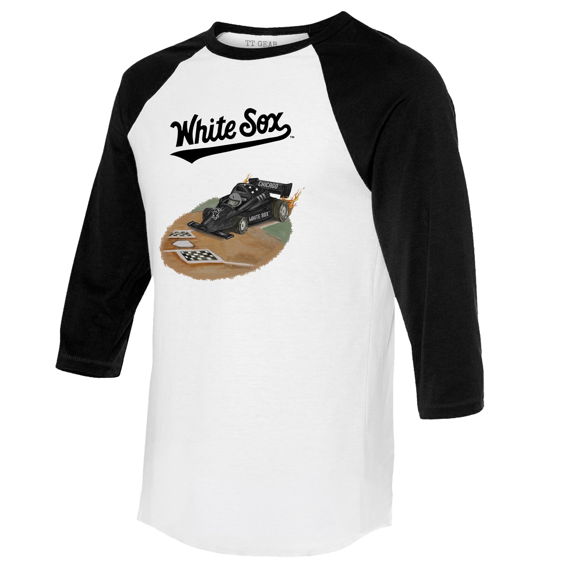 Chicago White Sox Race Car 3/4 Black Sleeve Raglan