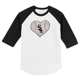 Chicago White Sox Stitched Heart 3/4 Black Sleeve Raglan - Tiny Turnip
