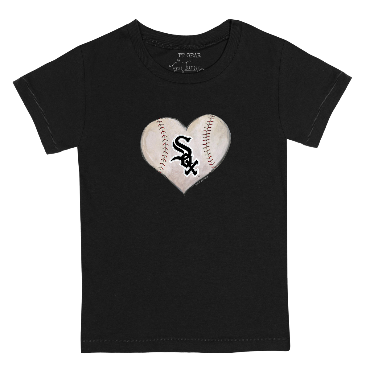 Chicago White Sox Stitched Heart Kid's Tee Shirt - Tiny Turnip