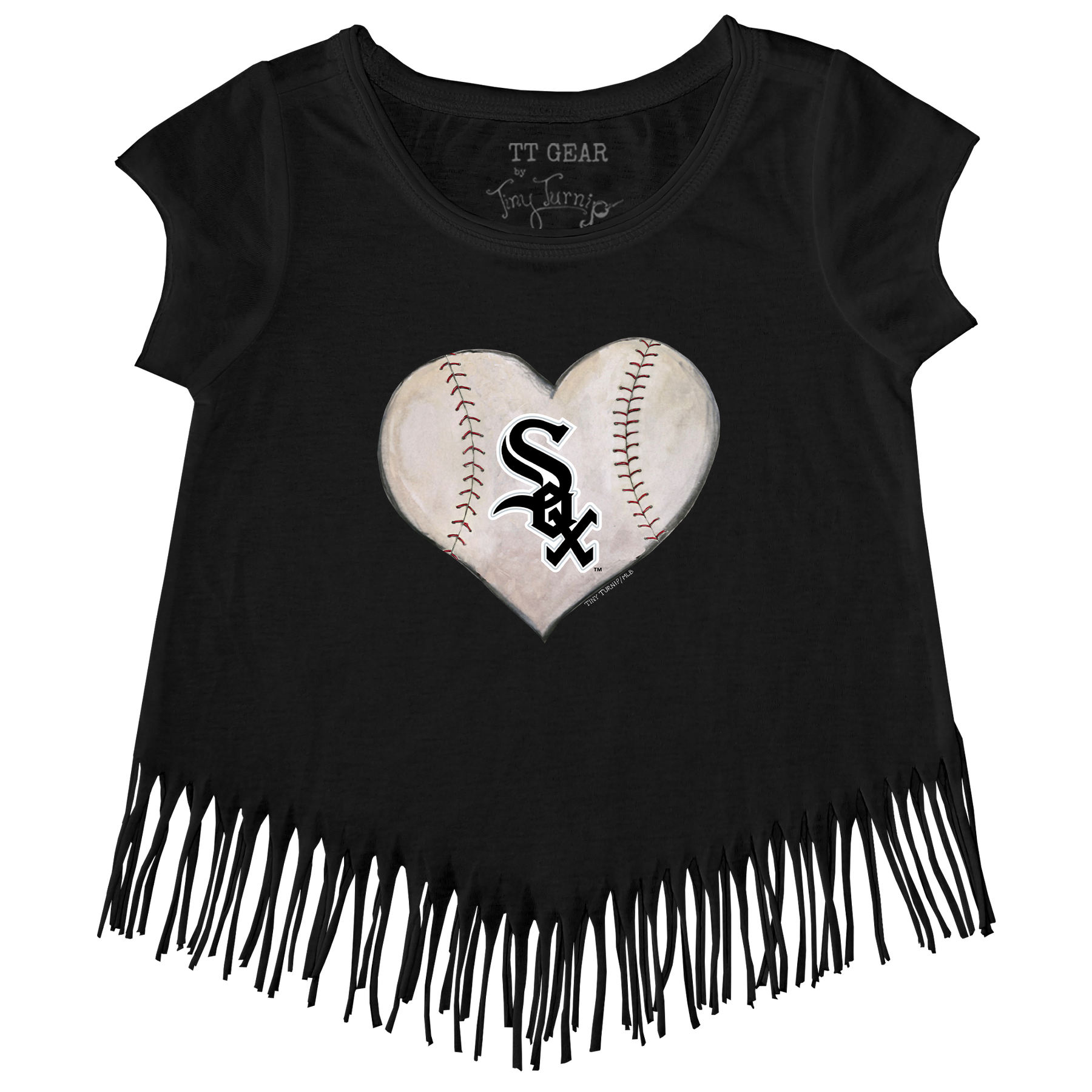 Chicago White Sox Stitched Heart Fringe Tee - Tiny Turnip