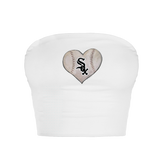 Chicago White Sox Stitched Heart Crop Tube Top - Tiny Turnip