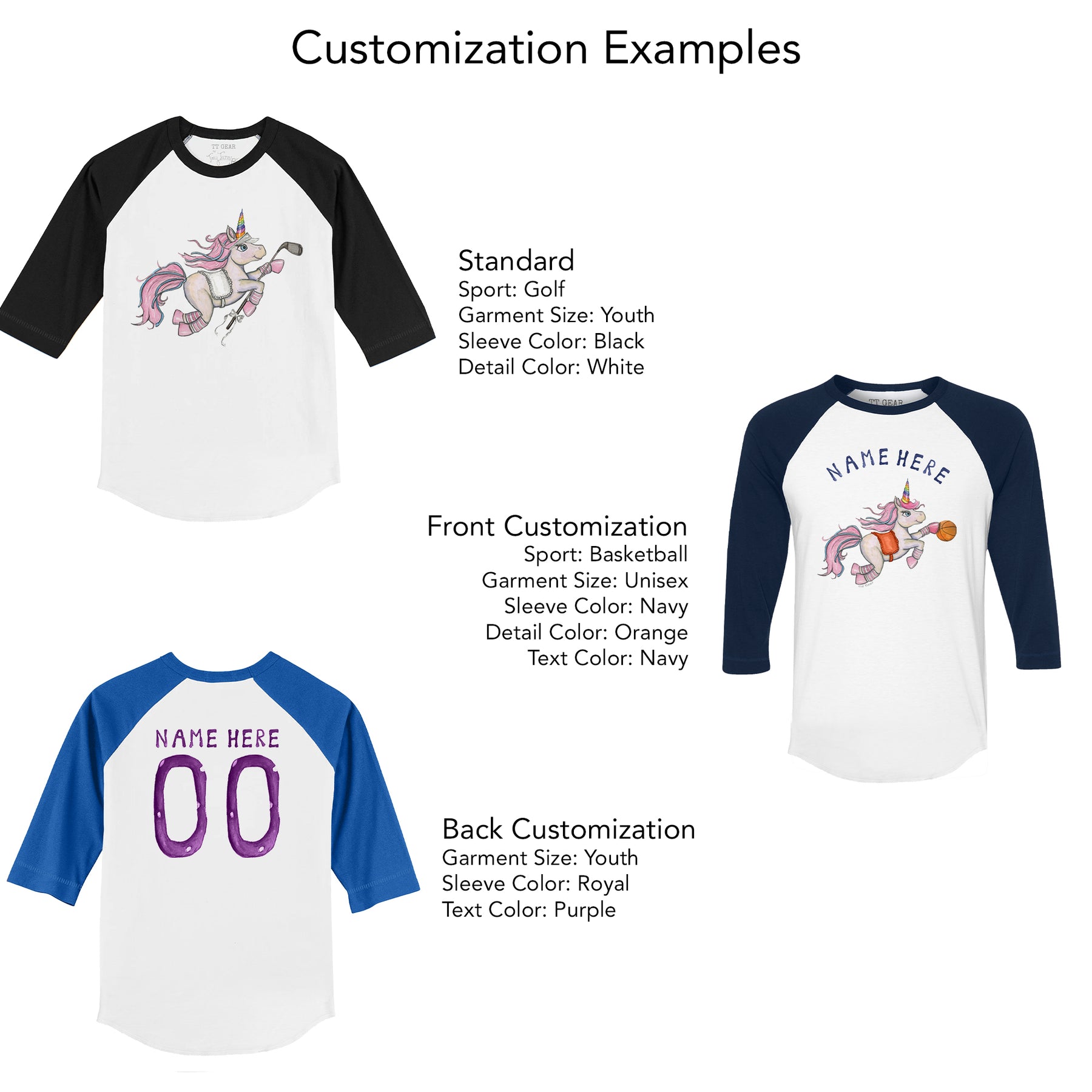 Unicorn 3/4 Sleeve Raglan