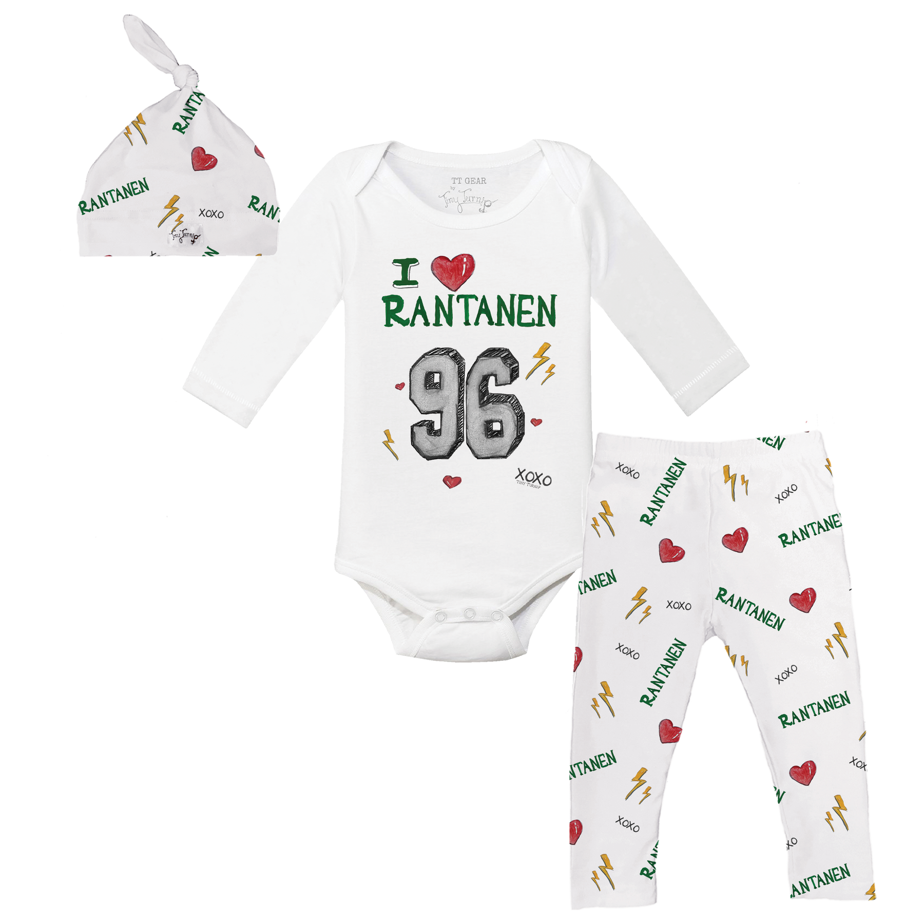 VIP NHL I Heart Player w/ Name, Number - Long Sleeve Snapper Layette Set - Tiny Turnip