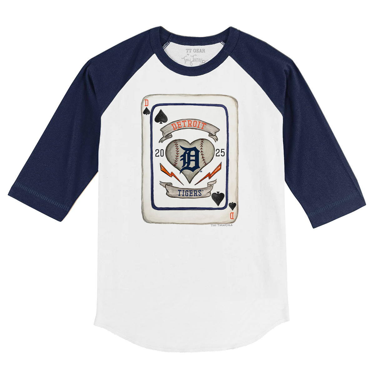 Detroit Tigers Card 3/4 Navy Blue Sleeve Raglan